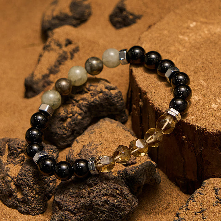 Olivenorma Labradorite Obsidian Smoky Quartz Beaded Bracelet - image 4