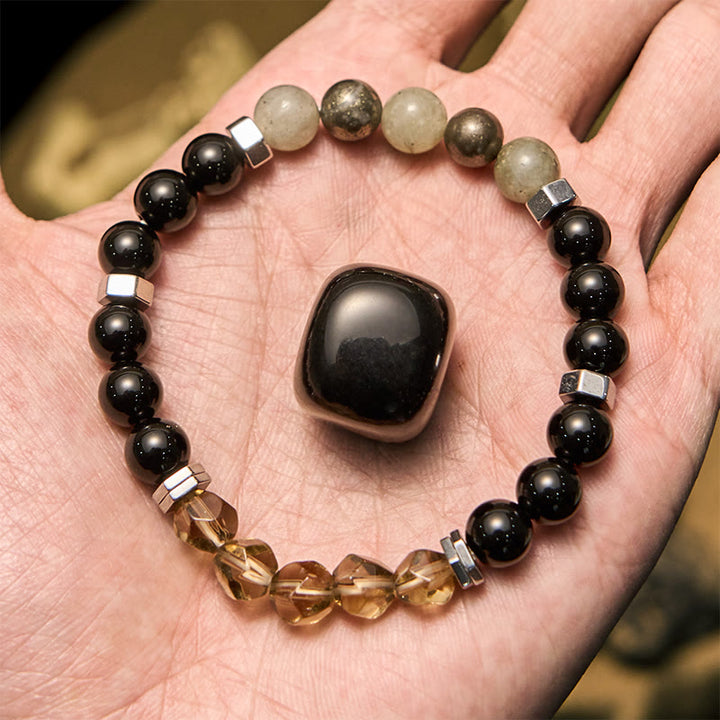 Olivenorma Labradorite Obsidian Smoky Quartz Beaded Bracelet - image 3