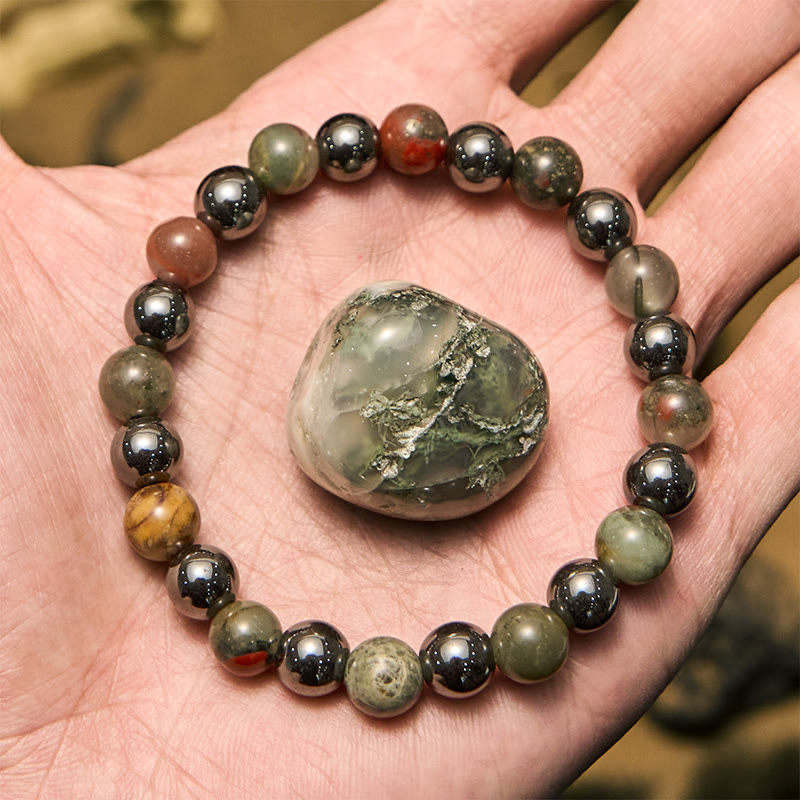 Olivenorma Dragon Blood Stone Hematite Beads Bracelet - image 2