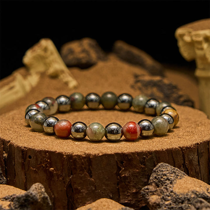 Olivenorma Dragon Blood Stone Hematite Beads Bracelet - Dragon Blood Stone & Hematite - image 0