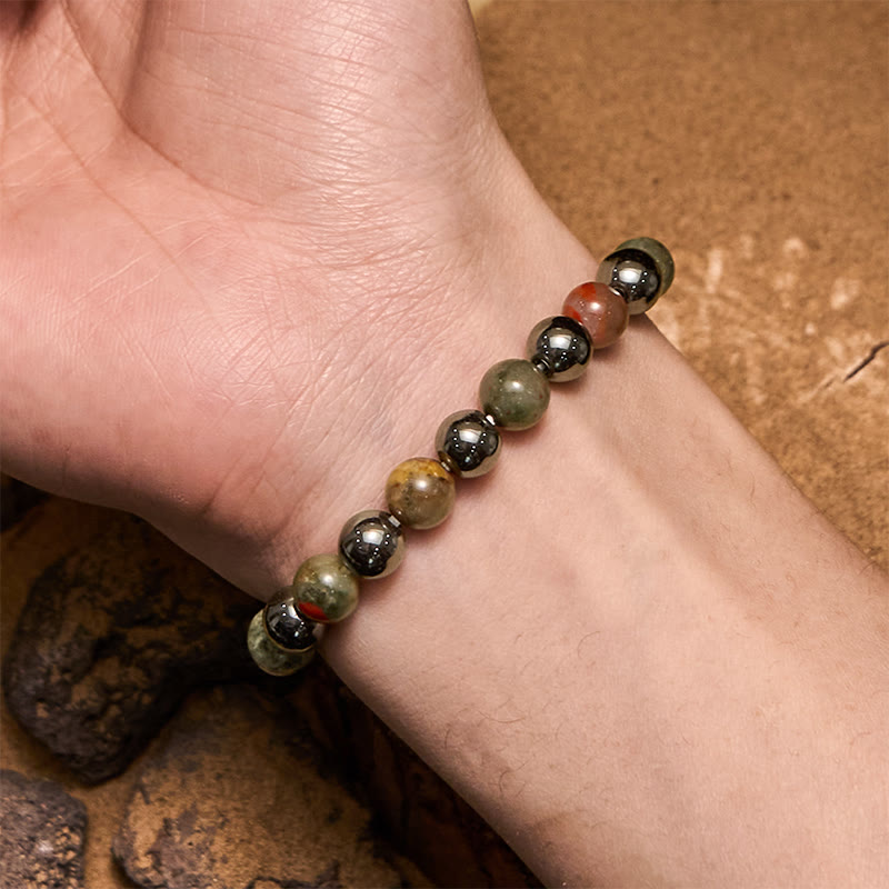 Olivenorma Dragon Blood Stone Hematite Beads Bracelet - image 1