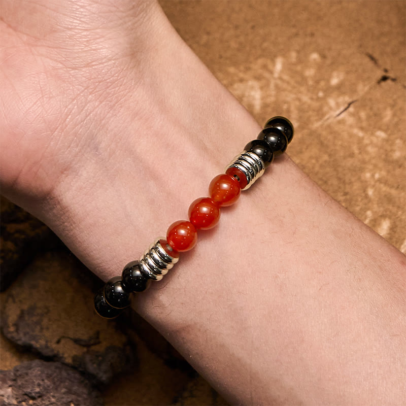 Olivenorma 8mm Obsidian Red Agate Beaded Bracelet - image 1