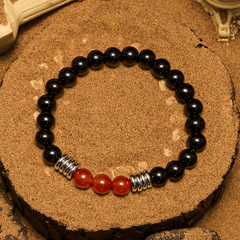 Olivenorma 8mm Obsidian Red Agate Beaded Bracelet - image 4