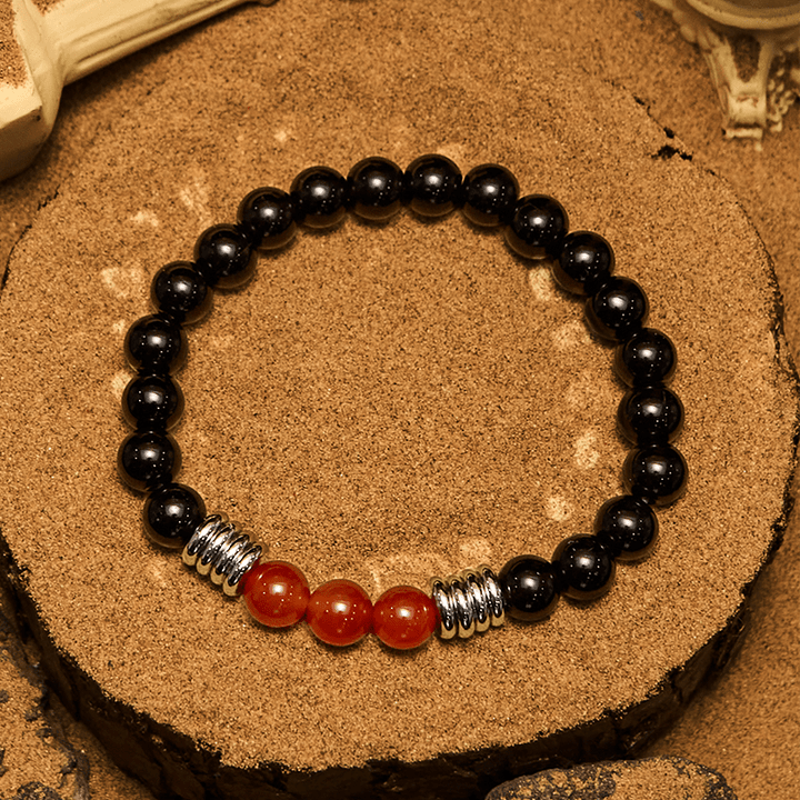 Olivenorma 8mm Obsidian Red Agate Beaded Bracelet - image 4