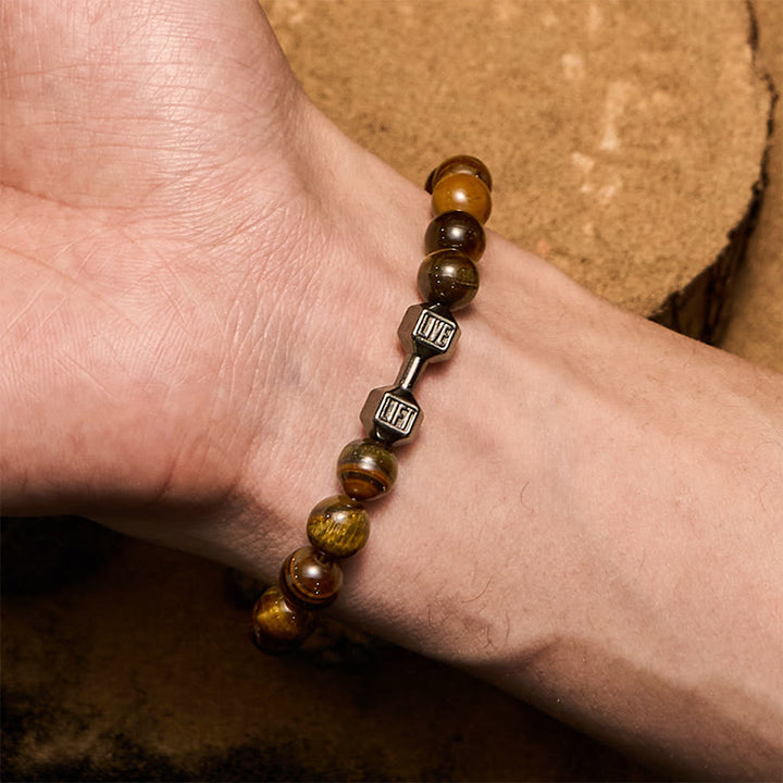 Olivenorma 8mm Natural Stone Dumbbell Pendant Beaded Bracelet - image 14