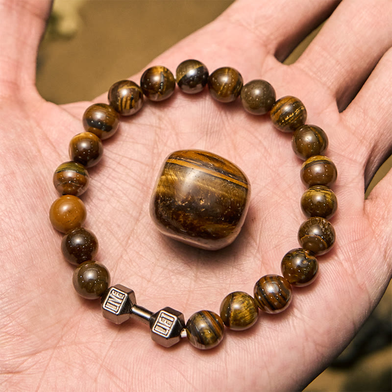 Olivenorma 8mm Natural Stone Dumbbell Pendant Beaded Bracelet - image 15