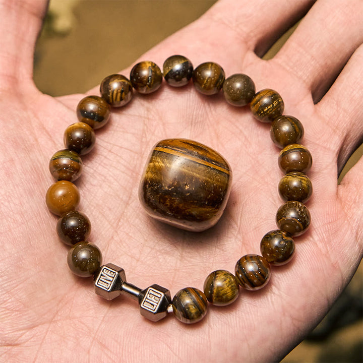 Olivenorma 8mm Natural Stone Dumbbell Pendant Beaded Bracelet - image 15