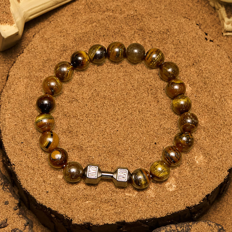 Olivenorma 8mm Natural Stone Dumbbell Pendant Beaded Bracelet - image 17