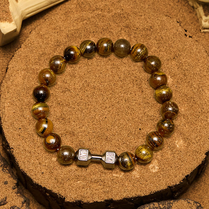 Olivenorma 8mm Natural Stone Dumbbell Pendant Beaded Bracelet - image 17