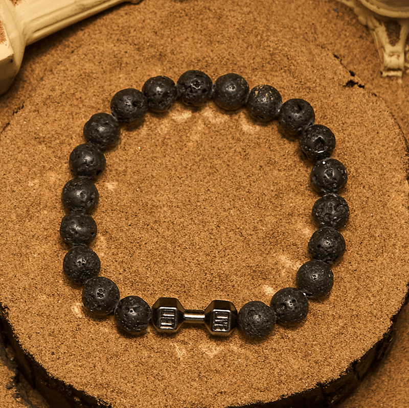 Olivenorma 8mm Natural Stone Dumbbell Pendant Beaded Bracelet - image 5