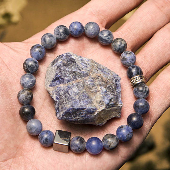 Olivenorma 8mm Square Cut Hematite Sodalite Beads Bracelet - image 2