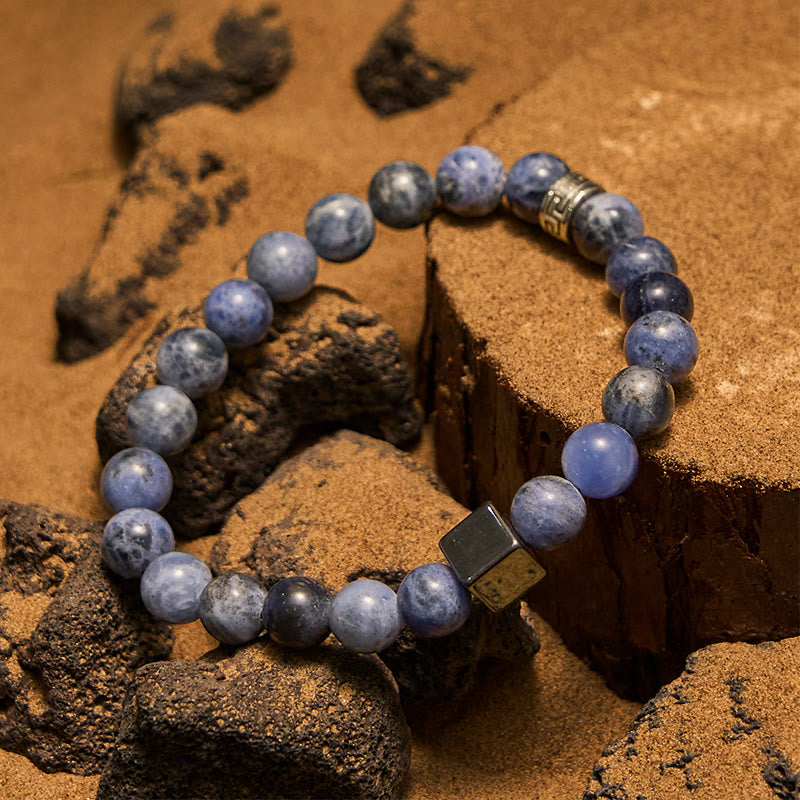 Olivenorma 8mm Square Cut Hematite Sodalite Beads Bracelet - image 3