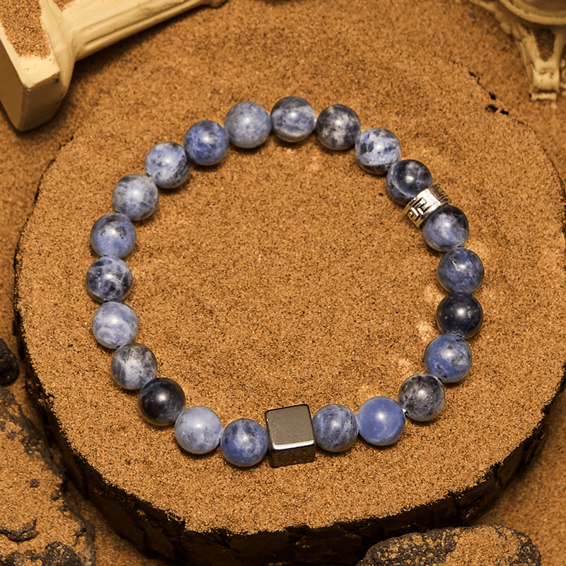 Olivenorma 8mm Square Cut Hematite Sodalite Beads Bracelet - image 4