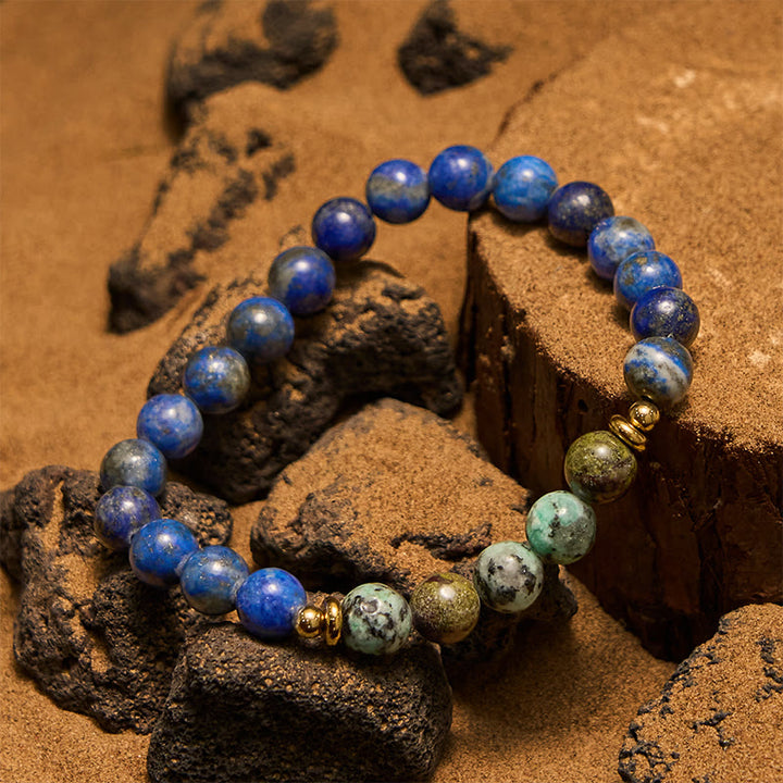 Olivenorma 8mm African Turquoise Lapis Lazuli Beaded Bracelet - image 3