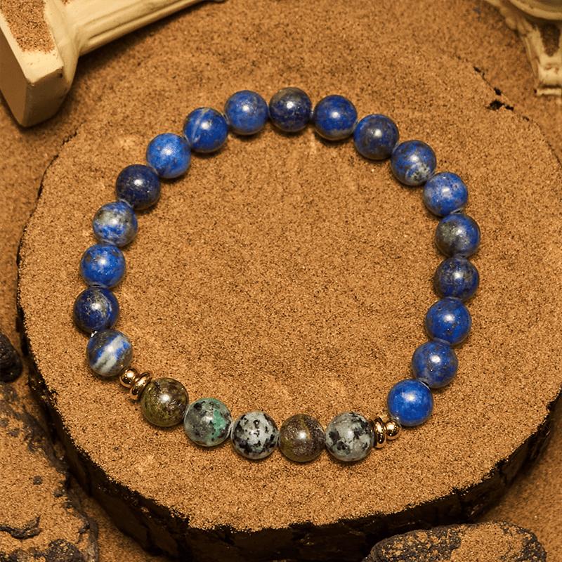 Olivenorma 8mm African Turquoise Lapis Lazuli Beaded Bracelet - image 4