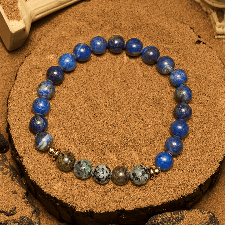 Olivenorma 8mm African Turquoise Lapis Lazuli Beaded Bracelet - image 4
