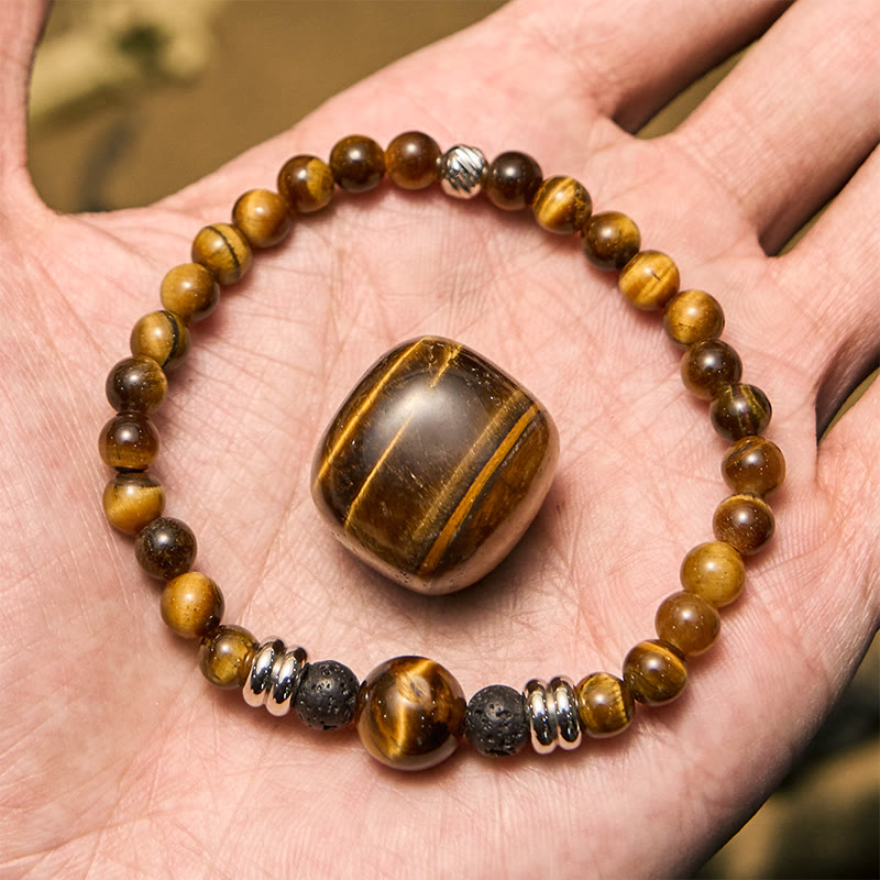 Olivenorma Natural Lava Stone Tiger Eye Beaded Bracelet - image 2