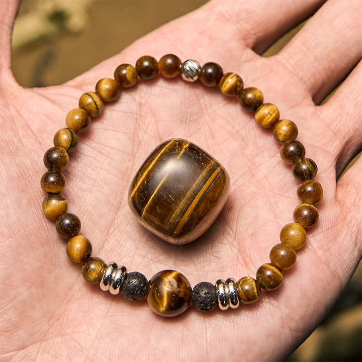 Olivenorma Natural Lava Stone Tiger Eye Beaded Bracelet - image 2