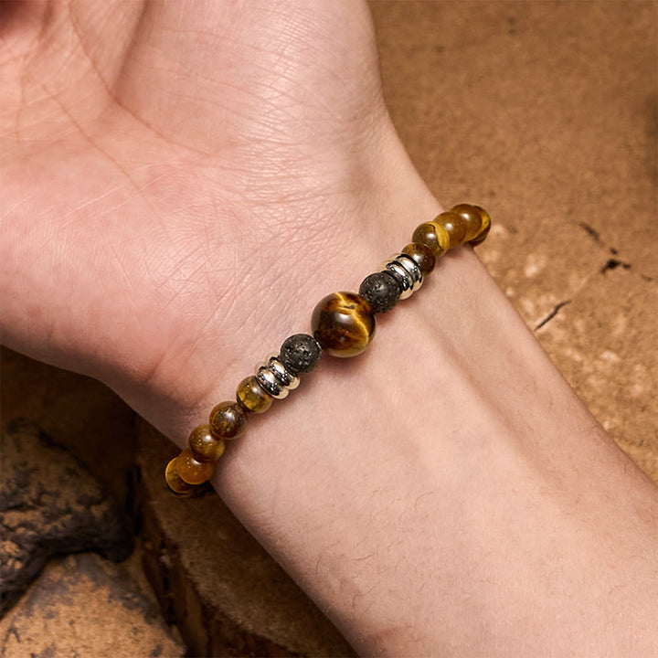 Olivenorma Natural Lava Stone Tiger Eye Beaded Bracelet - image 1