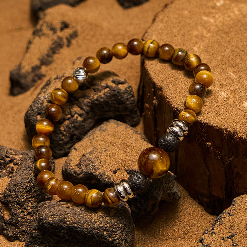 Olivenorma Natural Lava Stone Tiger Eye Beaded Bracelet - image 3