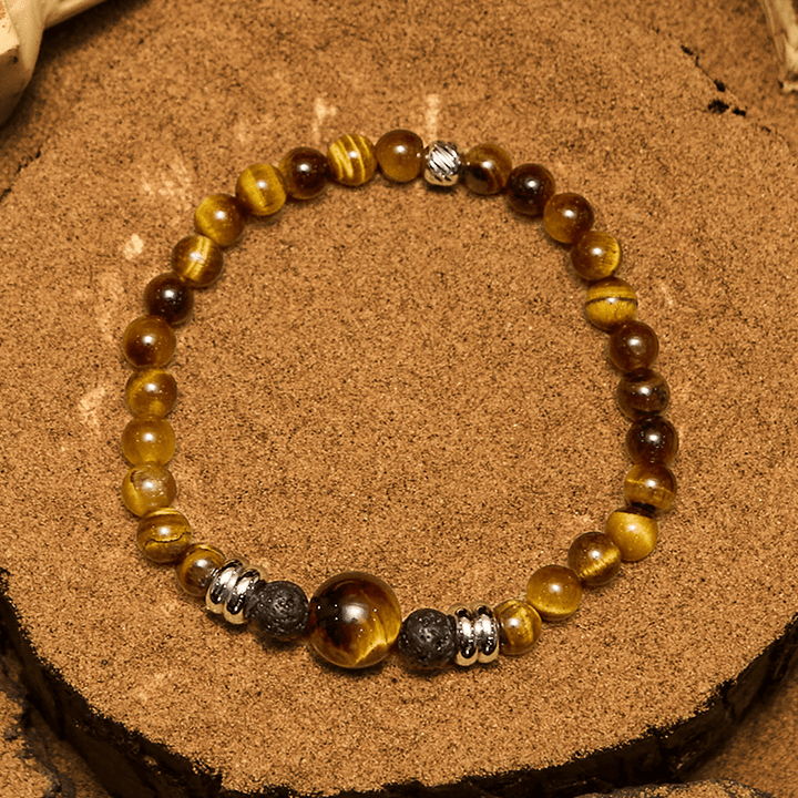 Olivenorma Natural Lava Stone Tiger Eye Beaded Bracelet - image 4