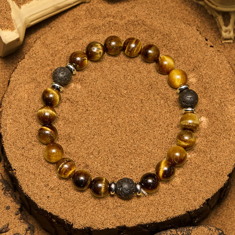 Olivenorma Lava Stone Tiger Eye Men Beaded Bracelet - image 4