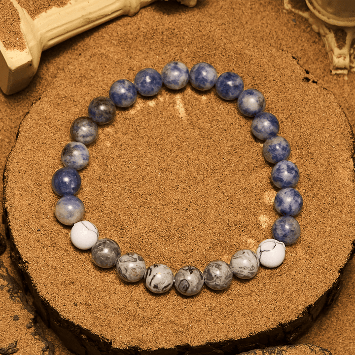 Olivenorma Natural Blue Sodalite Grey Jasper Beaded Bracelet - image 4