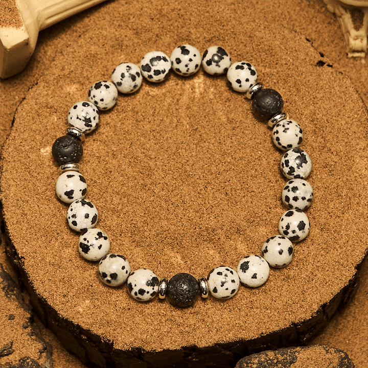 Olivenorma Natural Dalmatian Jasper Lava Stone Beaded Bracelet - image 4