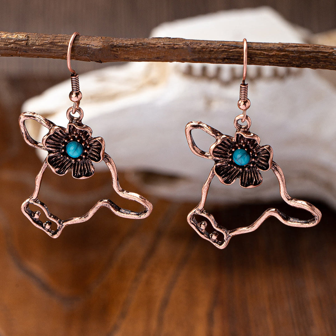 Olivenorma Retro Western Style Turquoise Metal Earrings - Bull - image 4