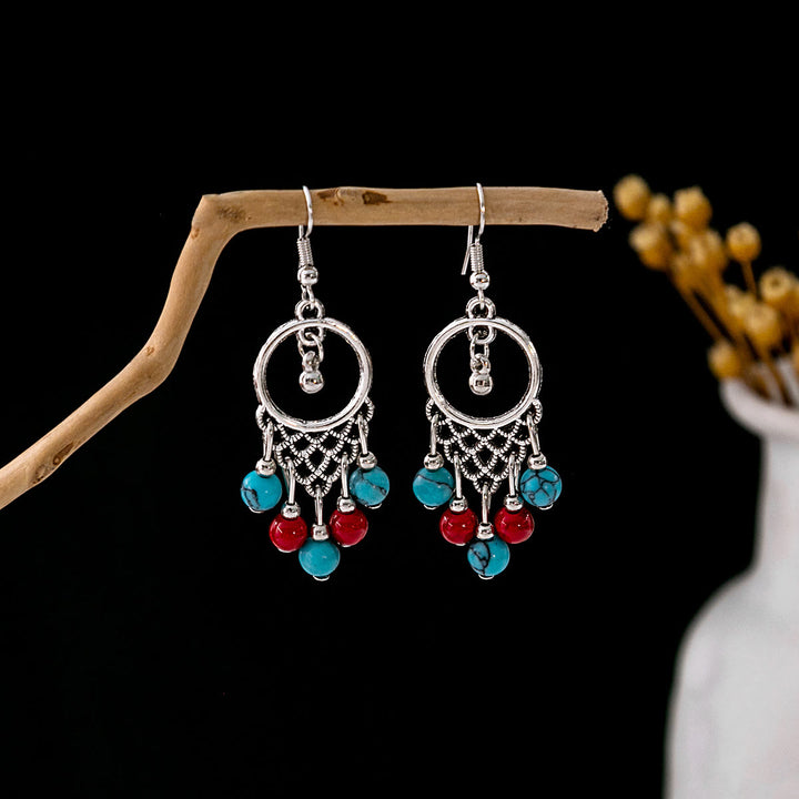 Olivenorma Retro Ethnic Style Bohemian Tassel Turquoise Earrings - Style 9 - image 9