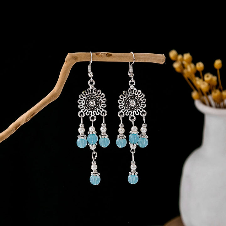 Olivenorma Retro Ethnic Style Bohemian Tassel Turquoise Earrings - Style 3 - image 3