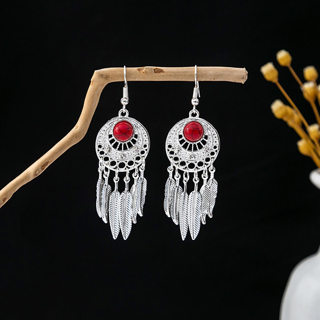 Olivenorma Retro Ethnic Style Bohemian Tassel Turquoise Earrings - Style 5 - image 5
