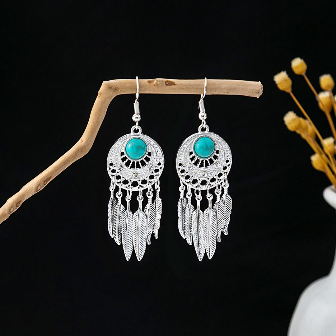 Olivenorma Retro Ethnic Style Bohemian Tassel Turquoise Earrings - Style 6 - image 6
