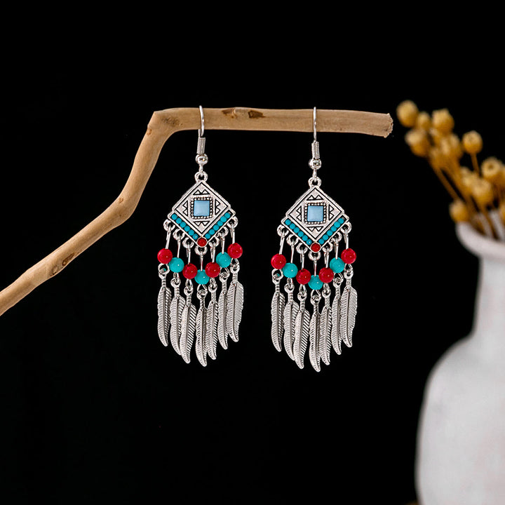 Olivenorma Retro Ethnic Style Bohemian Tassel Turquoise Earrings - Style 13 - image 13