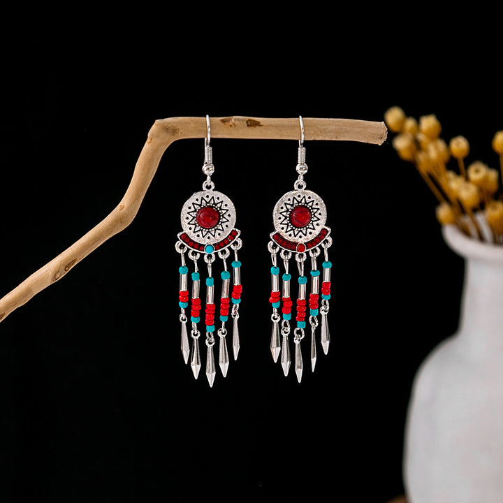 Olivenorma Retro Ethnic Style Bohemian Tassel Turquoise Earrings - Style 17 - image 17