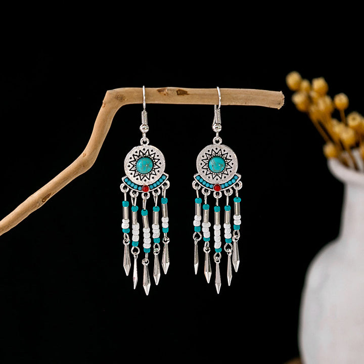 Olivenorma Retro Ethnic Style Bohemian Tassel Turquoise Earrings - Style 18 - image 18