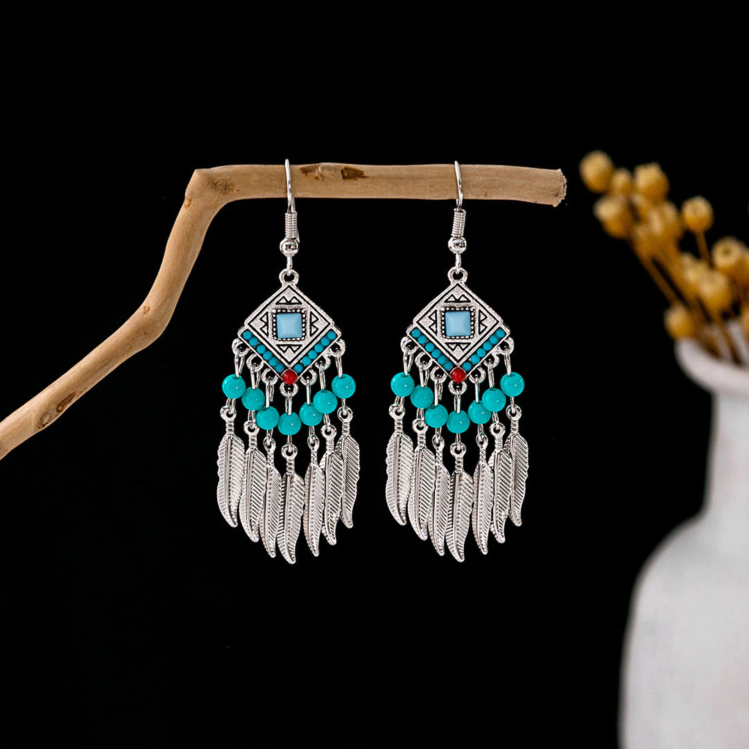 Olivenorma Retro Ethnic Style Bohemian Tassel Turquoise Earrings - Style 11 - image 11