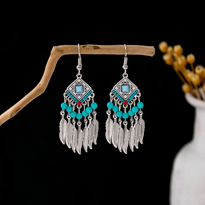 Olivenorma Retro Ethnic Style Bohemian Tassel Turquoise Earrings - Style 11 - image 11