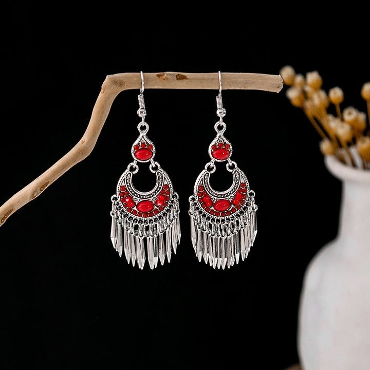 Olivenorma Retro Ethnic Style Bohemian Tassel Turquoise Earrings - Style 21 - image 21