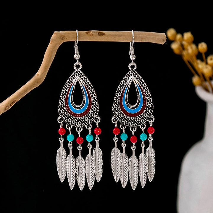 Olivenorma Retro Ethnic Style Bohemian Tassel Turquoise Earrings - Style 23 - image 23