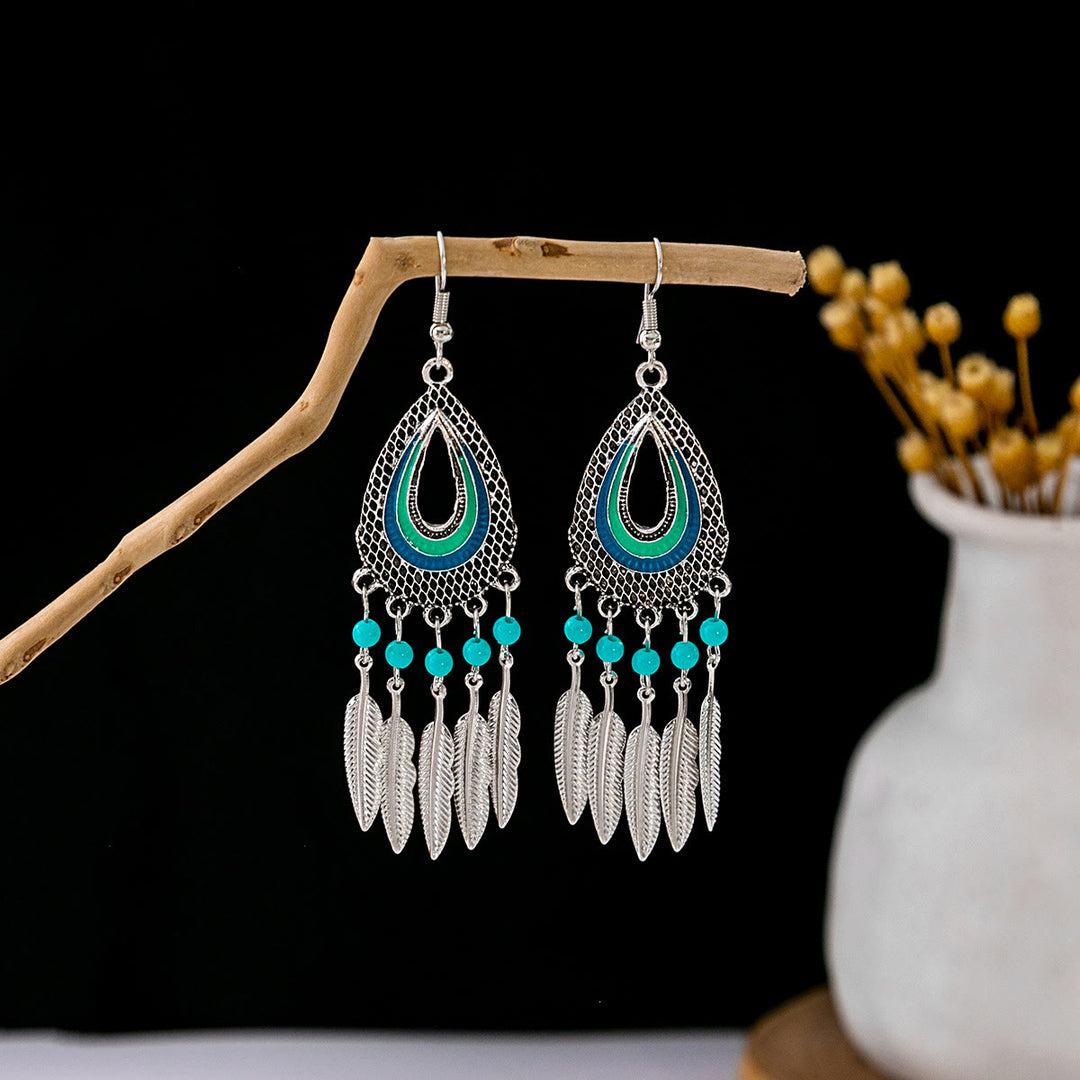 Olivenorma Retro Ethnic Style Bohemian Tassel Turquoise Earrings - Style 22 - image 22