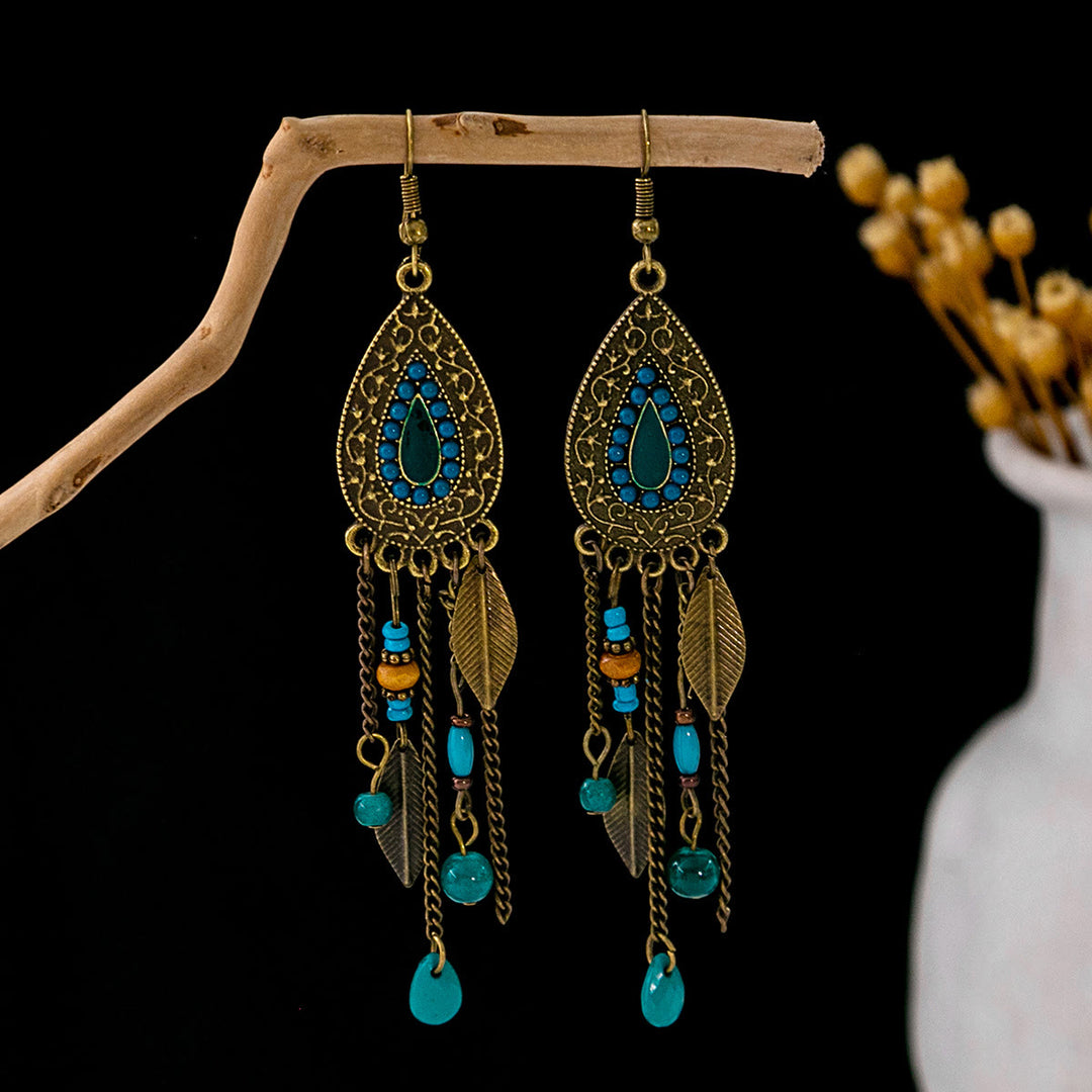 Olivenorma Retro Ethnic Style Bohemian Tassel Turquoise Earrings - Style 30 - image 30