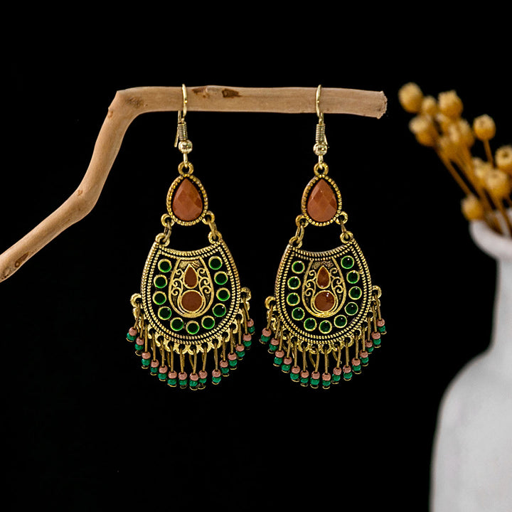 Olivenorma Retro Ethnic Style Bohemian Tassel Turquoise Earrings - Style 25 - image 25