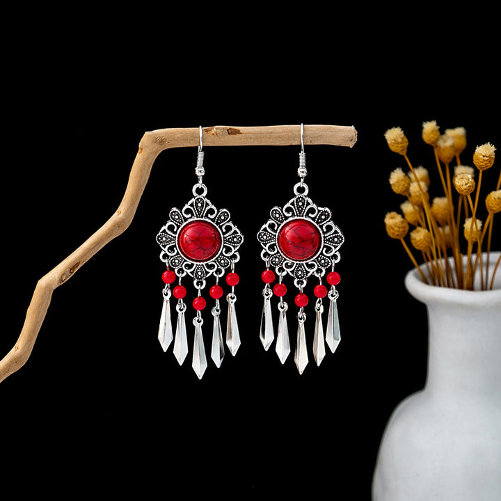 Olivenorma Retro Ethnic Style Bohemian Tassel Turquoise Earrings - Style 39 - image 39
