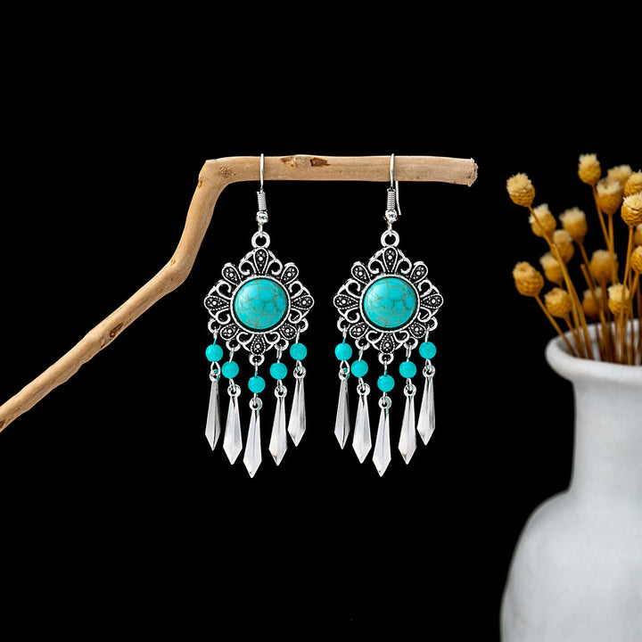 Olivenorma Retro Ethnic Style Bohemian Tassel Turquoise Earrings - Style 40 - image 40