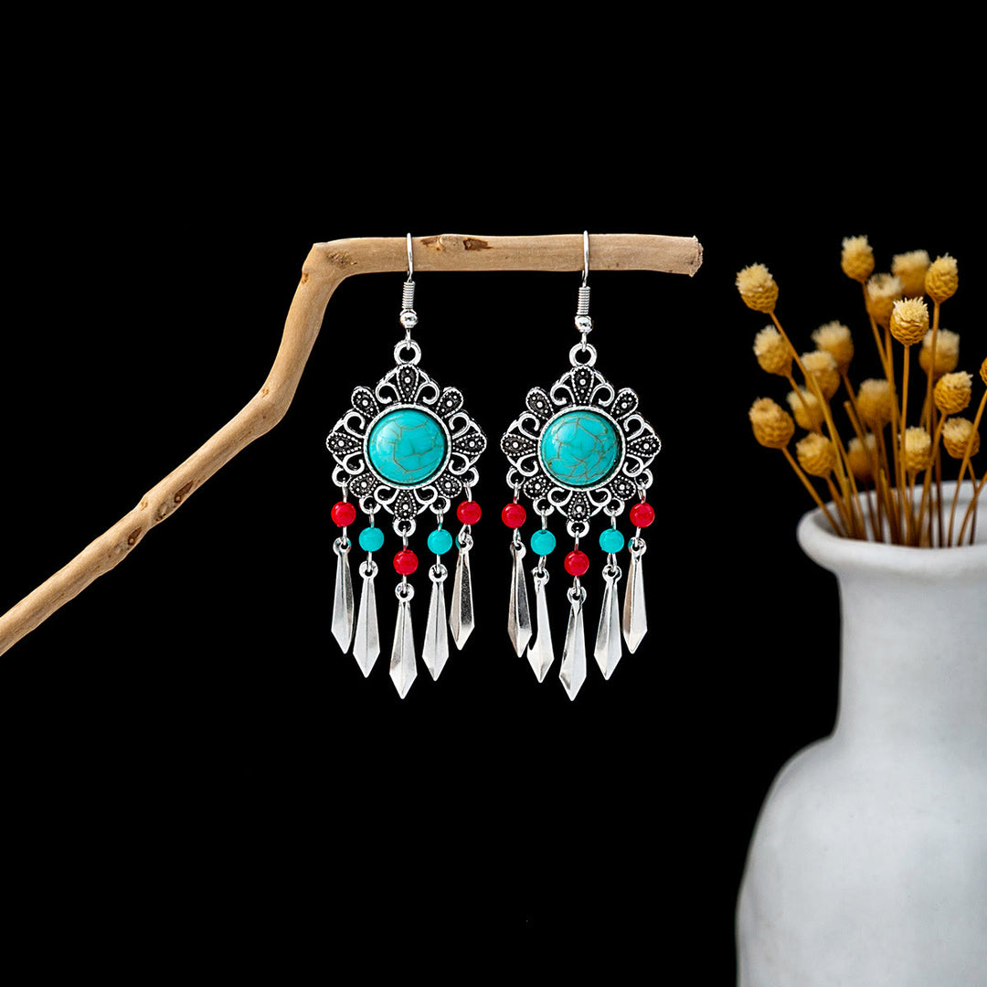 Olivenorma Retro Ethnic Style Bohemian Tassel Turquoise Earrings - Style 41 - image 41