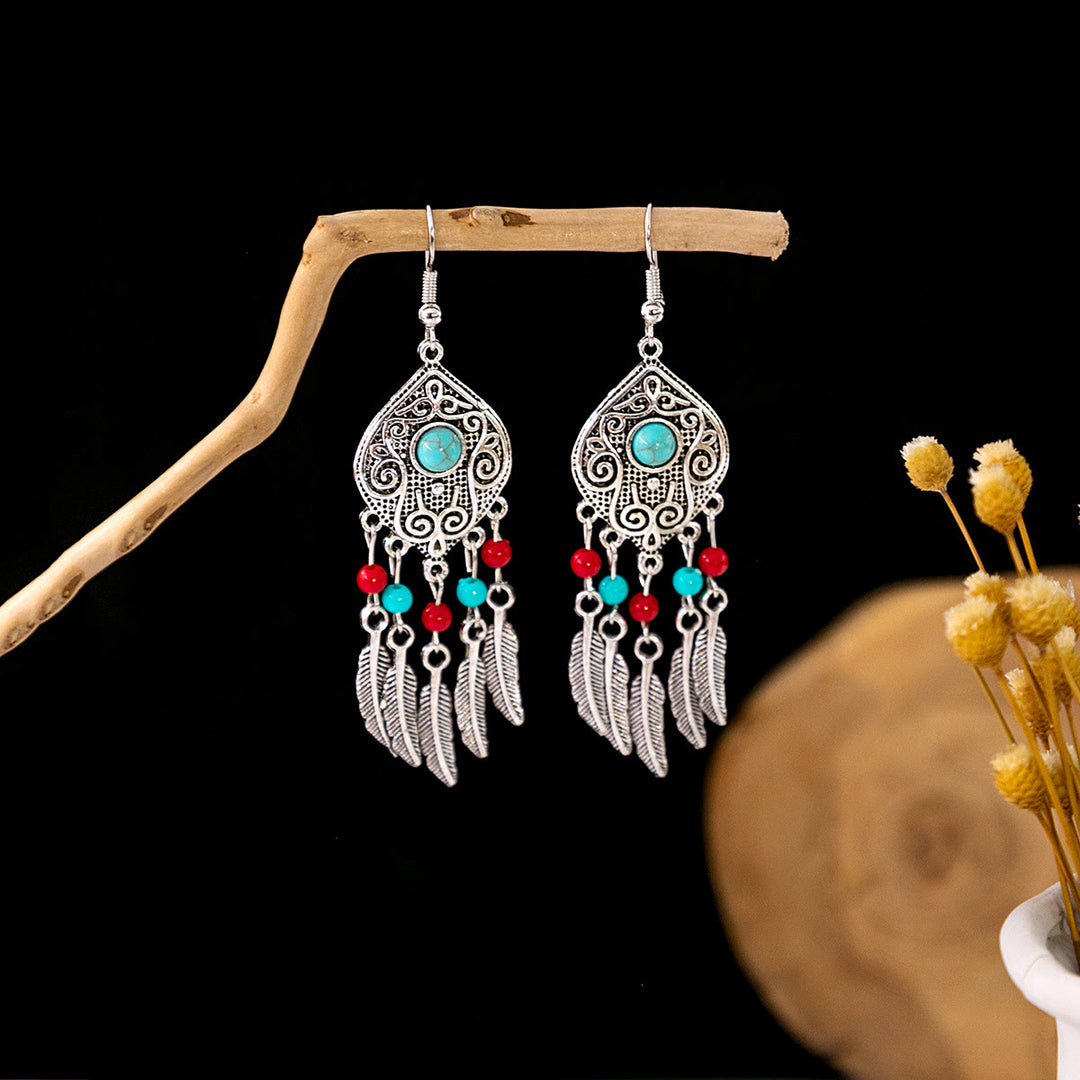 Olivenorma Retro Ethnic Style Bohemian Tassel Turquoise Earrings - Style 31 - image 31