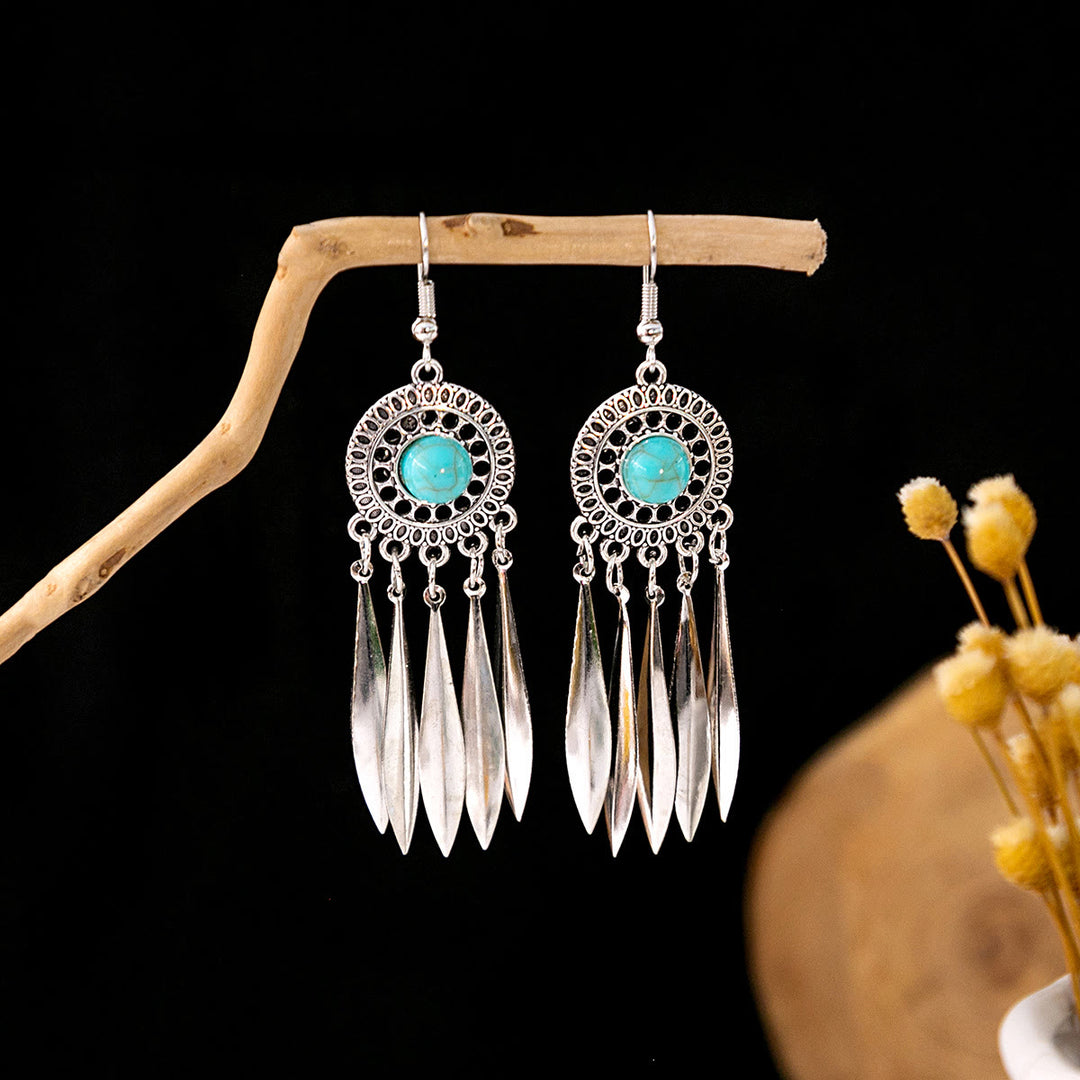 Olivenorma Retro Ethnic Style Bohemian Tassel Turquoise Earrings - Style 37 - image 37