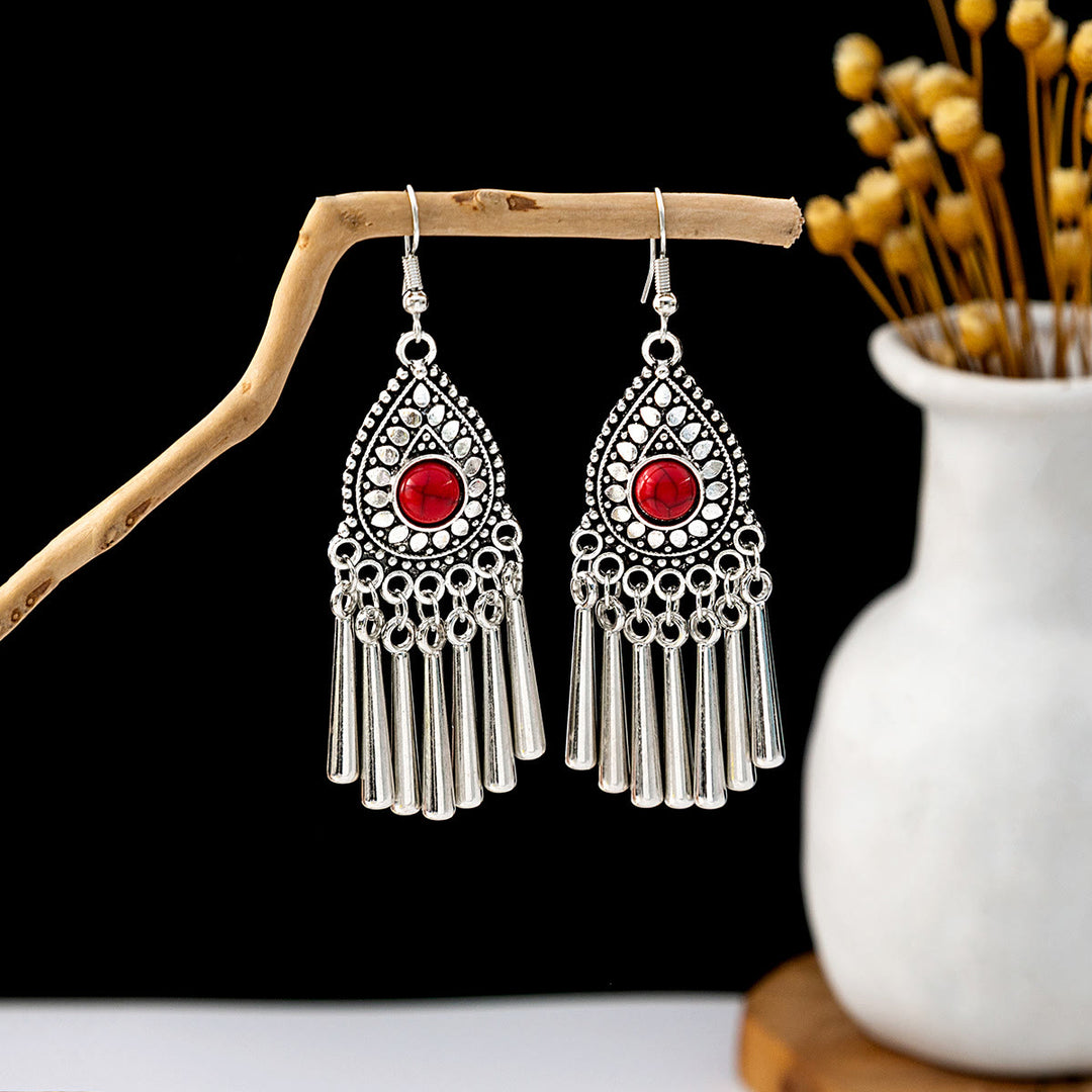 Olivenorma Retro Ethnic Style Bohemian Tassel Turquoise Earrings - Style 43 - image 43