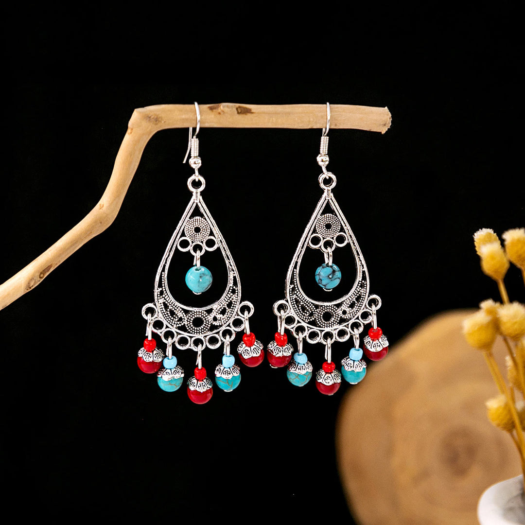 Olivenorma Retro Ethnic Style Bohemian Tassel Turquoise Earrings - Style 38 - image 38